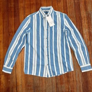 Zara Blue and White Striped Shirt